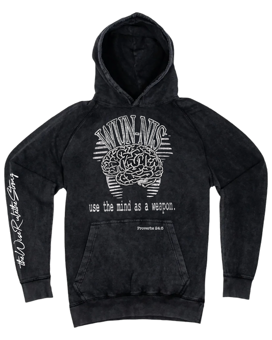 thewiserulethestrong Black Vintage Wash CROWN Hoodie