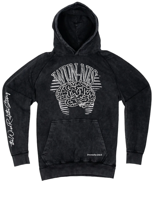 thewiserulethestrong Black Vintage Wash CROWN Hoodie